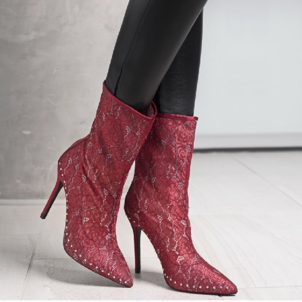 Cape Robbin Sheer flower lace mid calf boots